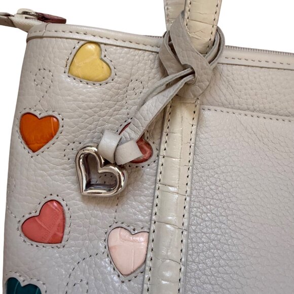 Brighton Women's Shoulder Bag Purse Fresca Ivory Colorful Hearts Leather D155372 - Picture 4 of 11